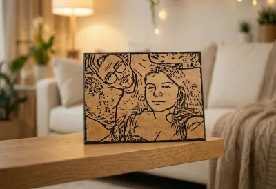 Gravură Portret pe Lemn